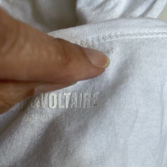 Zadig & Voltaire Brooklyn Strass White Skull Cotton Tshirt Sleeveless Top XS 0 2 - Picture 10 of 15